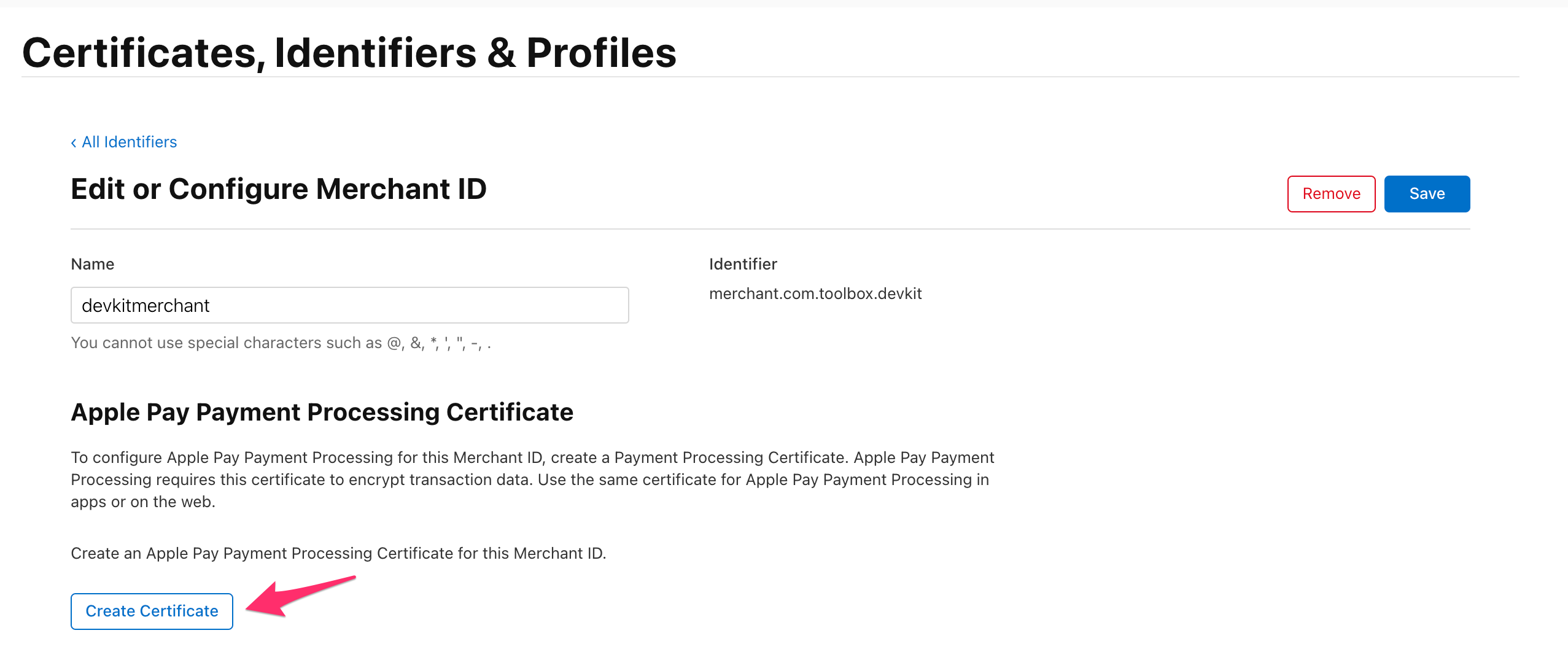 create Apple Pay Payment Processing Certificate